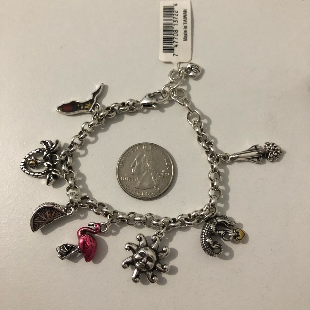 NWT Brighton Florida State Sun & Tropical Charm Bracelet With Pink Flamingo - Picture 6 of 7